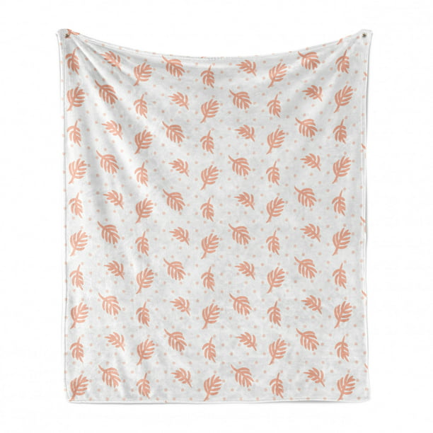Monochrome Pastel Tropical Pattern of Exotic Branches on Polka Dots Print Ambesonne Blush Pink Soft Flannel Fleece Throw Blanket Cozy Plush for Indoor and Outdoor Use 70 x 90 Blush and White 